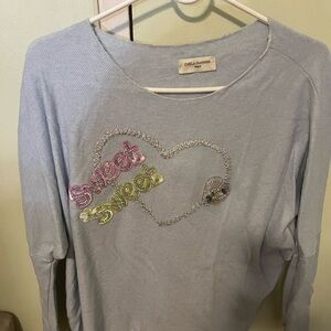 Light Blue Sweater with Heart Design